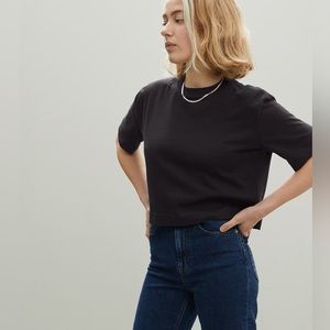 Everlane The Organic Cotton Cropped short sleeve tee black Size M NWT